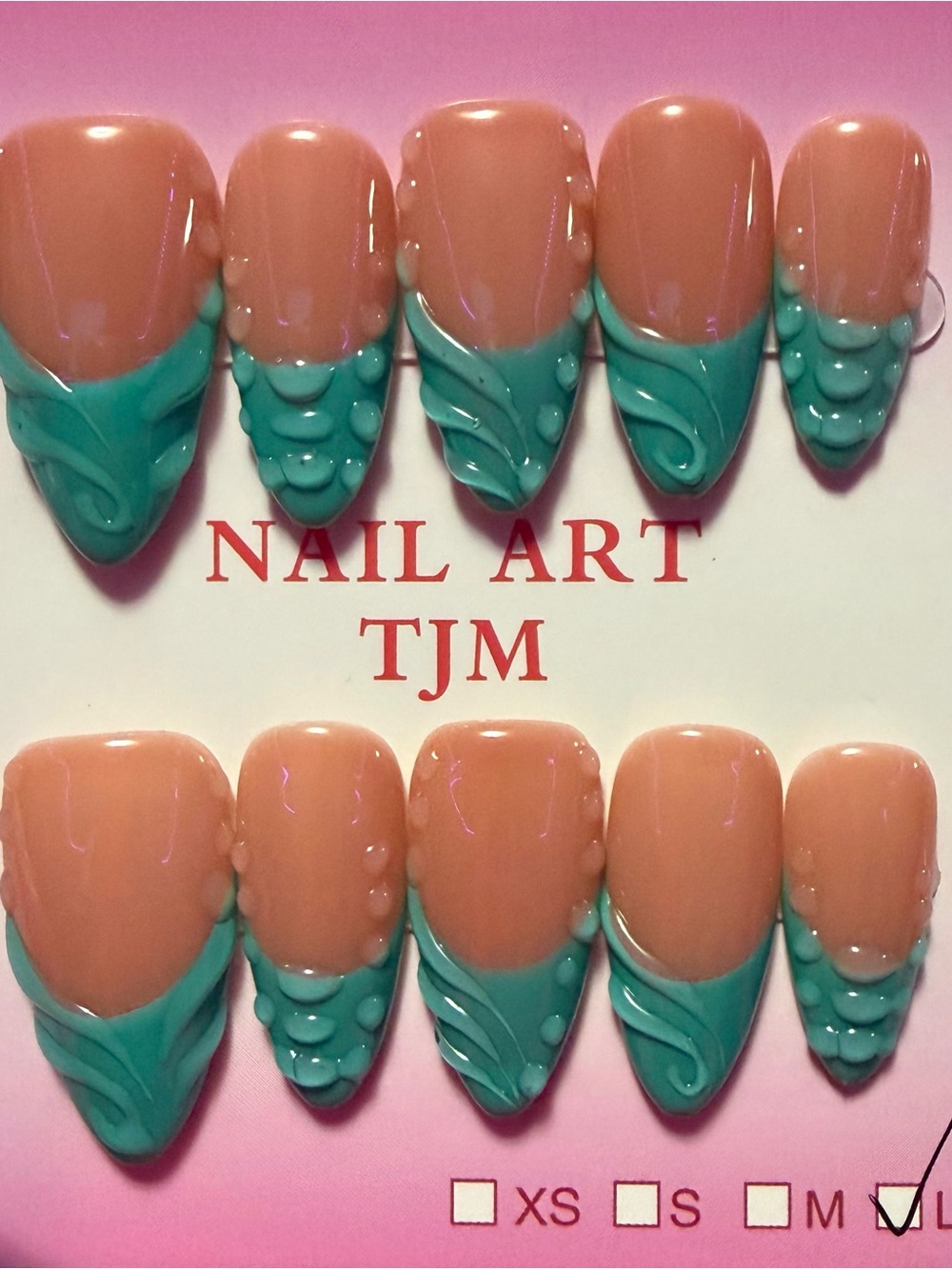 Nude & Teal Press-On Nail Set by